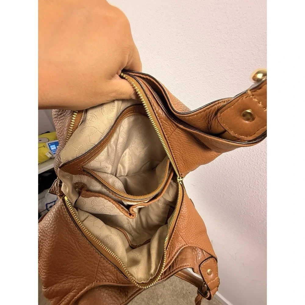 Michael Kors Bedford Belted  Leather Shoulder Tote in Cognac